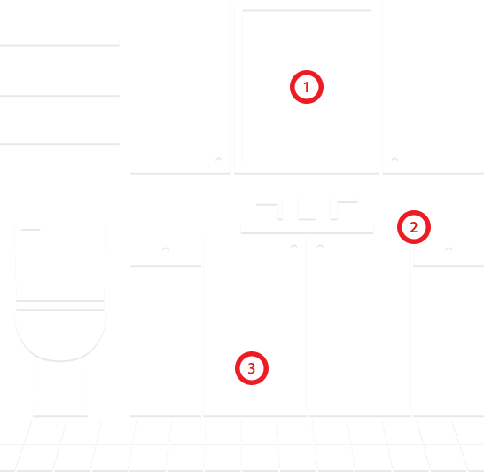 Bathroom design layout with numbering