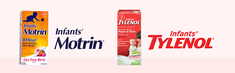 Infants' Motrin Eight Hour relief and Infants' Tylenol for Fever & Pain