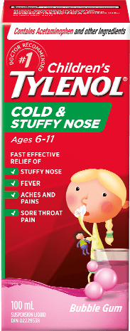 Children's TYLENOL®Cold & Stuffy Nose, Bubble Gum, 100ml