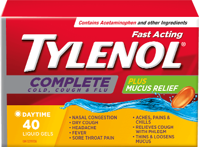 TYLENOL® Complete Cold, Cough & Flu Plus Mucus Relief, 40 liquid gels