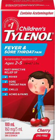 Children's TYLENOL® Fever & Sore Throat Pain, Cherry, 100ml