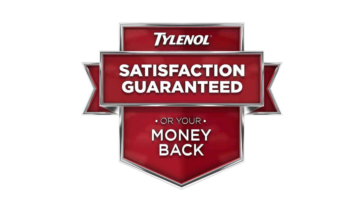 Tylenol satisfaction guaranteed or your money back badge