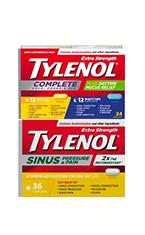 A packet of TYLENOL® Complete Cold, Cough and Flu tablets &  a packet of TYLENOL® Sinus Pressure & Pain tablets