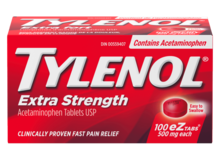 A packet of TYLENOL® Extra Strength Acetaminophen Tablets for Fast Pain Relief, 100 EZ tablets