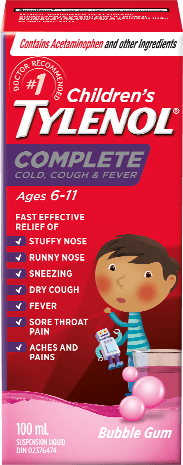 Children's TYLENOL® Complete Cold, Cough & Fever Nighttime, Bubble Gum, 100ml