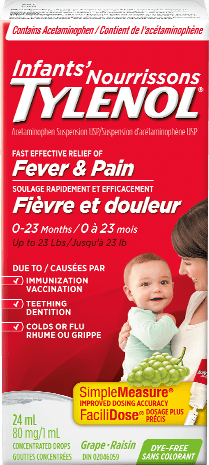 Infants' TYLENOL® Fever & Pain, Grape, 24ml
