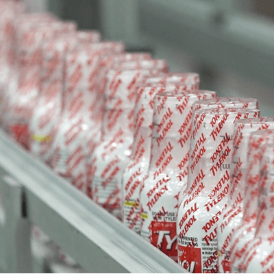 A line of Tylenol products in a manufacturing site