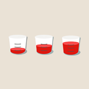 Illustration of three liquid medicine dosing cups