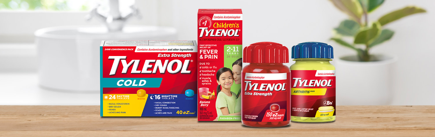 A group of Tylenol products on a table